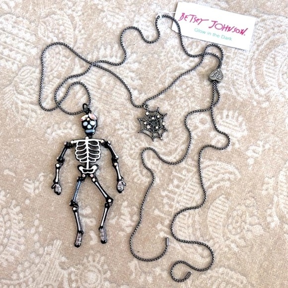 Betsey Johnson Jewelry - Brand New Betsey Johnson Halloween Glow in the Dark Skeleton Long Necklace